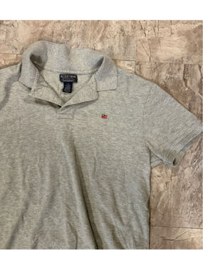 VTG Ralph Lauren Polo Jeans Mens Grey Polo Shirt Logo Flag Sz Large